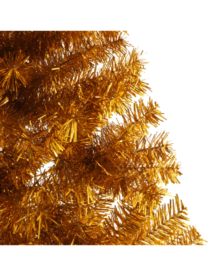 imagem de vidaXL Meia árvore de Natal artificial com suporte 210 cm PET dourado7