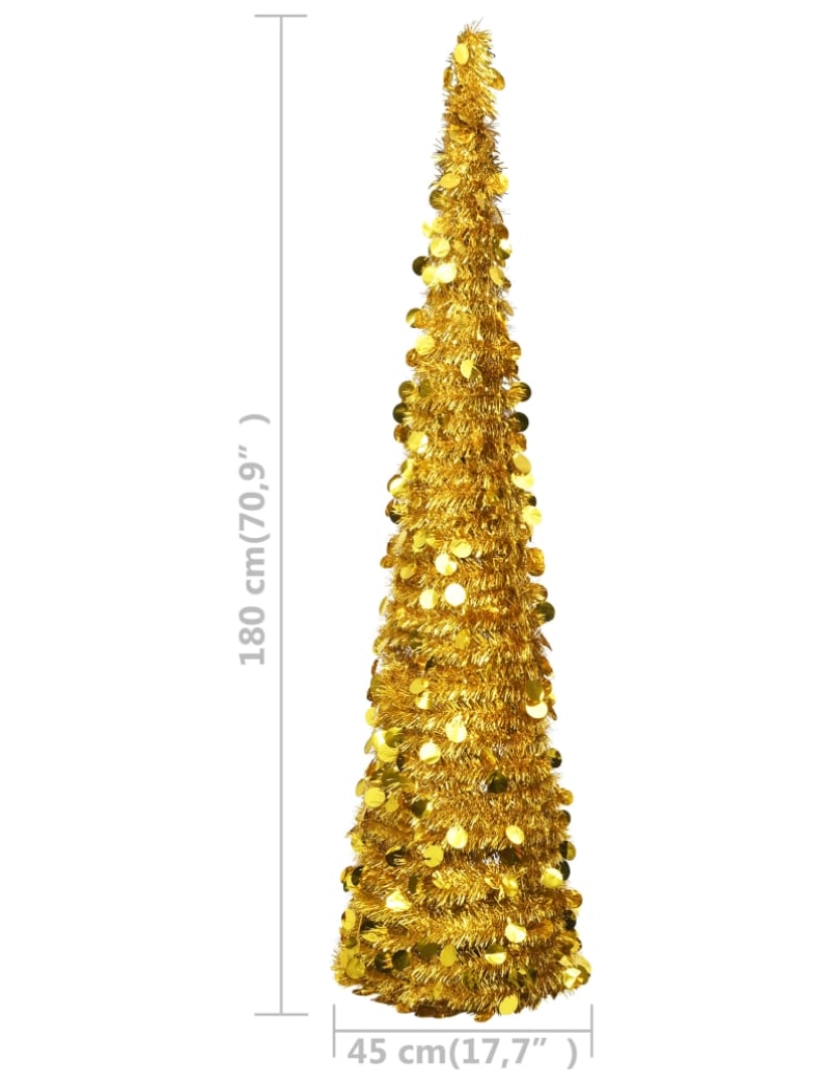 imagem de vidaXL Árvore de Natal pop-up artificial 180 cm PET dourado6