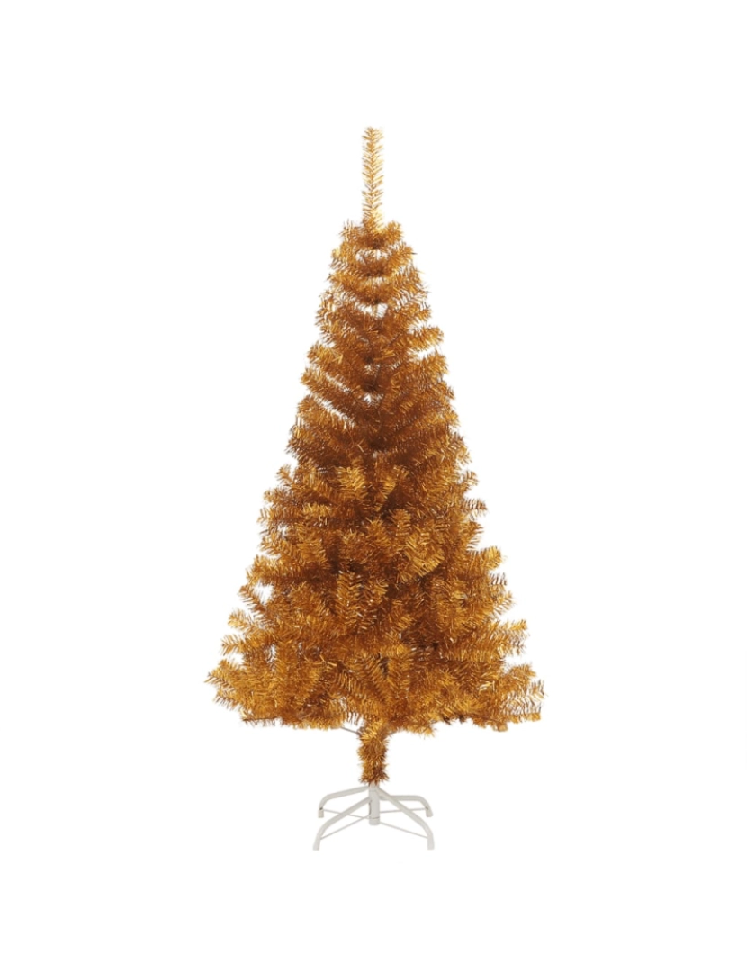 imagem de vidaXL Árvore de Natal artificial com suporte 120 cm PET dourado3