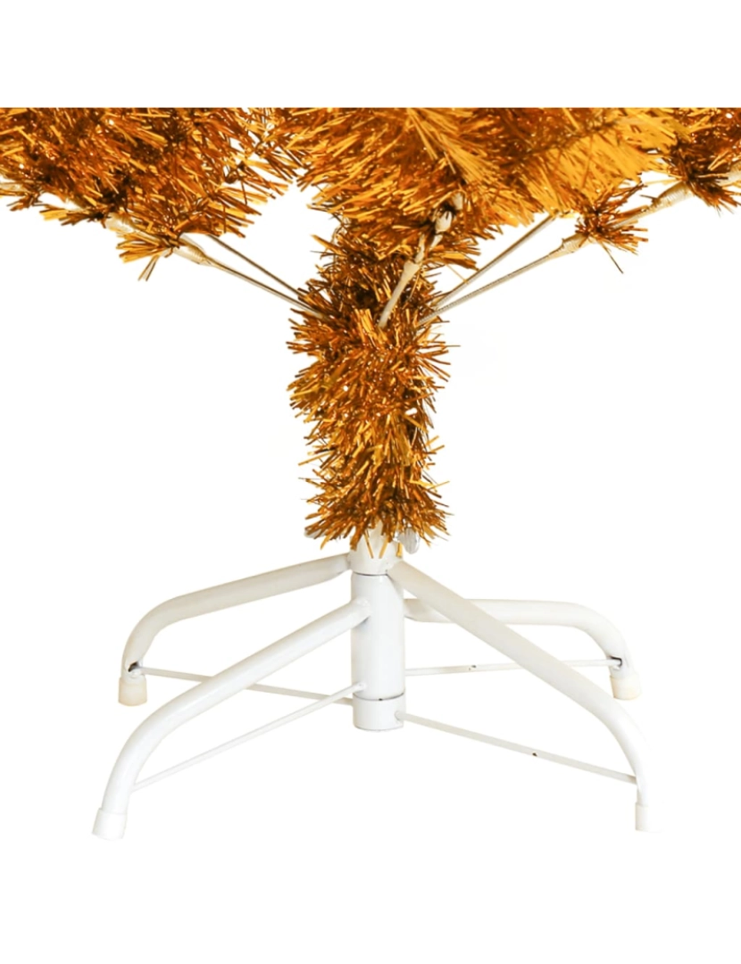 imagem de vidaXL Árvore de Natal artificial com suporte 120 cm PET dourado6