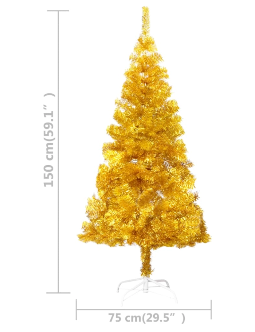 imagem de vidaXL Árvore Natal artificial pré-iluminada c/bolas 150cm PET dourado11