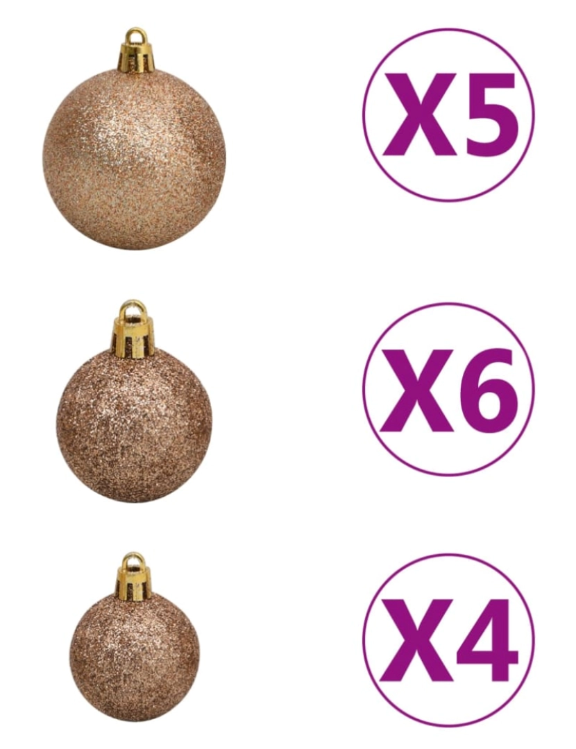 imagem de vidaXL Árvore Natal artificial pré-iluminada c/bolas 150cm PET dourado6