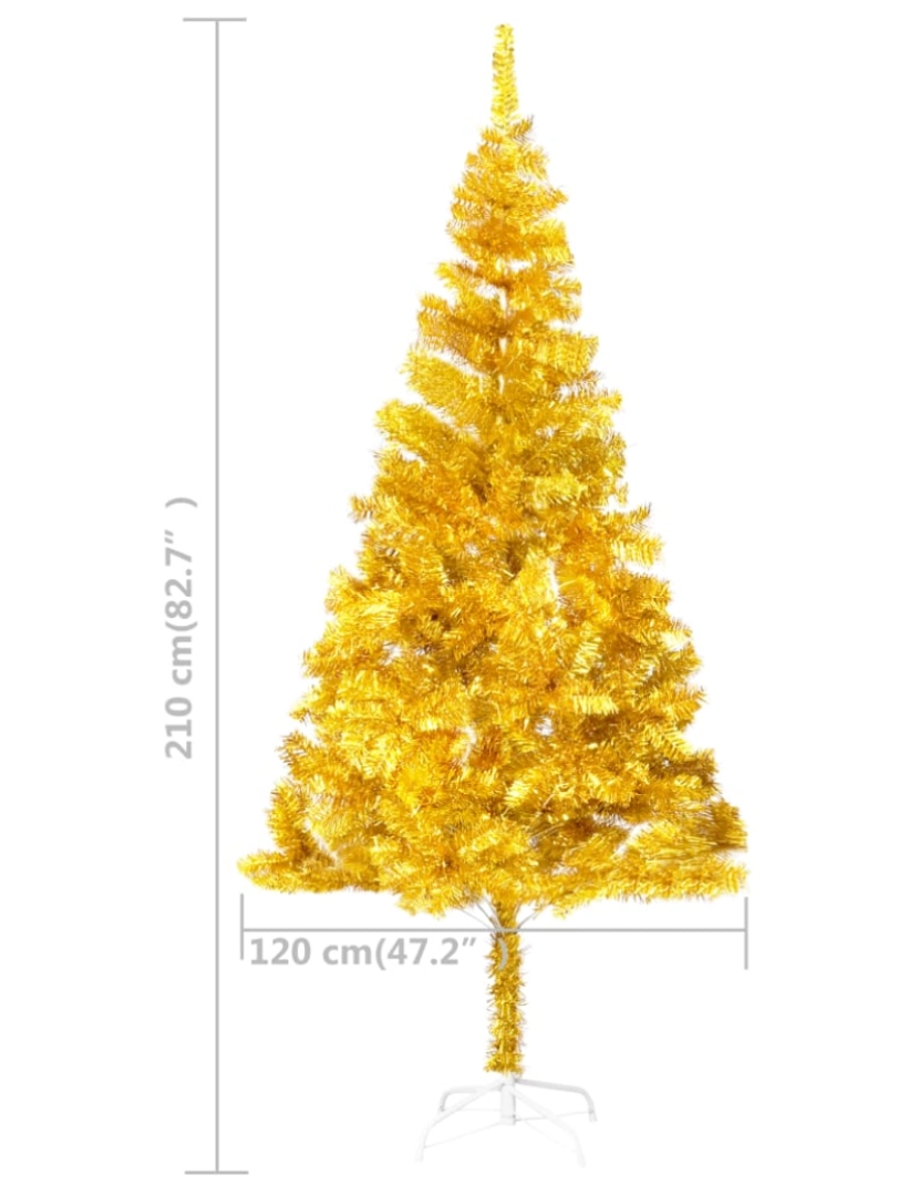 imagem de vidaXL Árvore Natal artificial pré-iluminada c/bolas 210cm PET dourado11