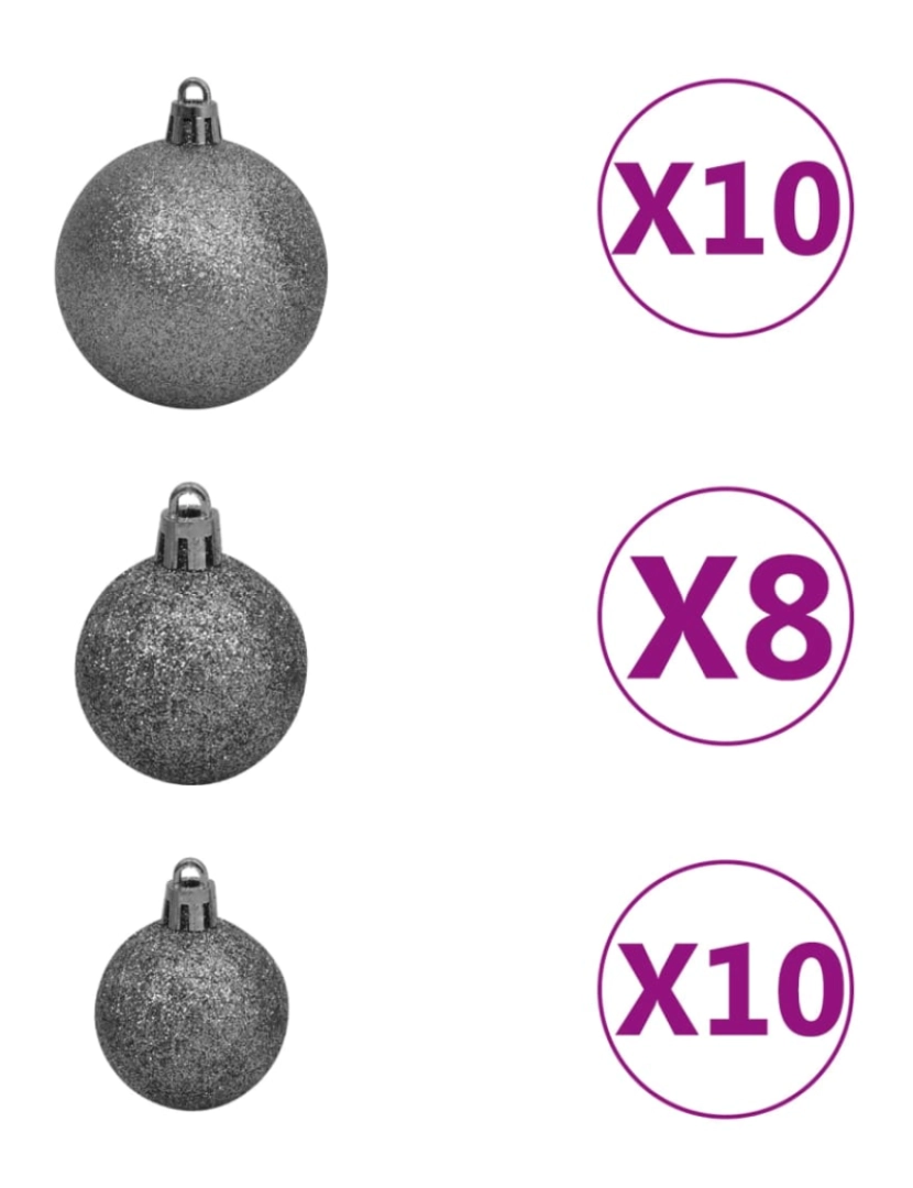 imagem de vidaXL Árvore Natal artificial pré-iluminada c/bolas 210cm PET dourado8