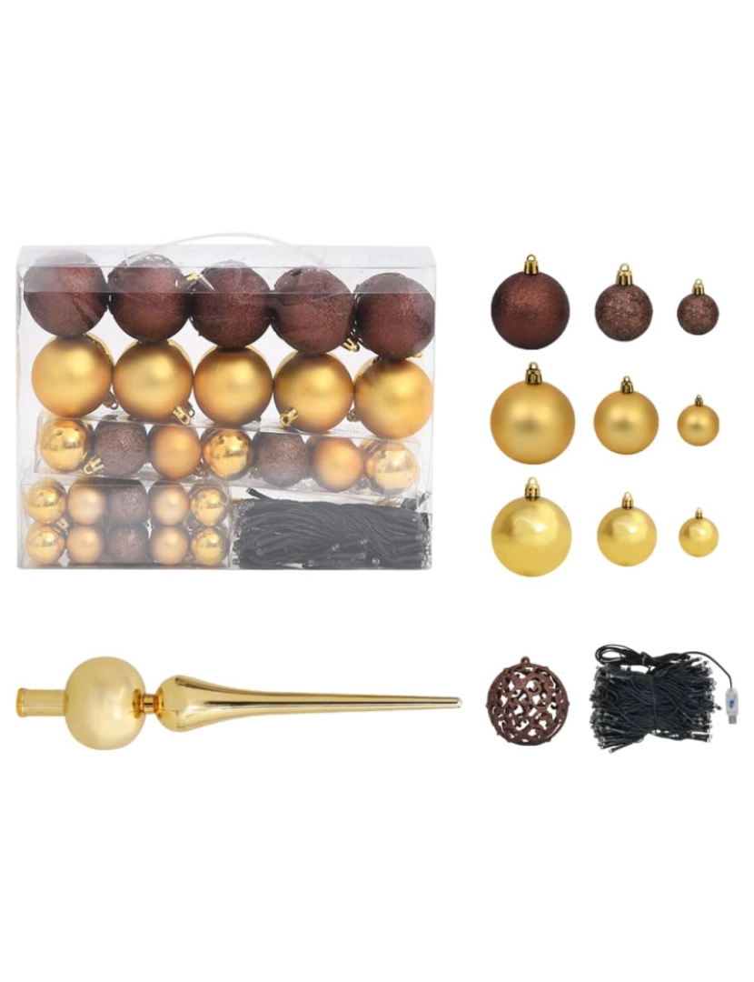 imagem de vidaXL Árvore Natal artificial pré-iluminada c/bolas 180cm PET dourado6