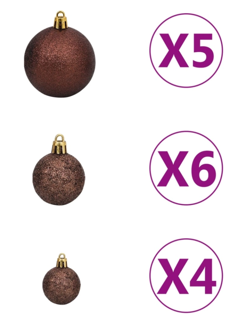 imagem de vidaXL Árvore Natal artificial pré-iluminada c/bolas 180cm PET dourado8