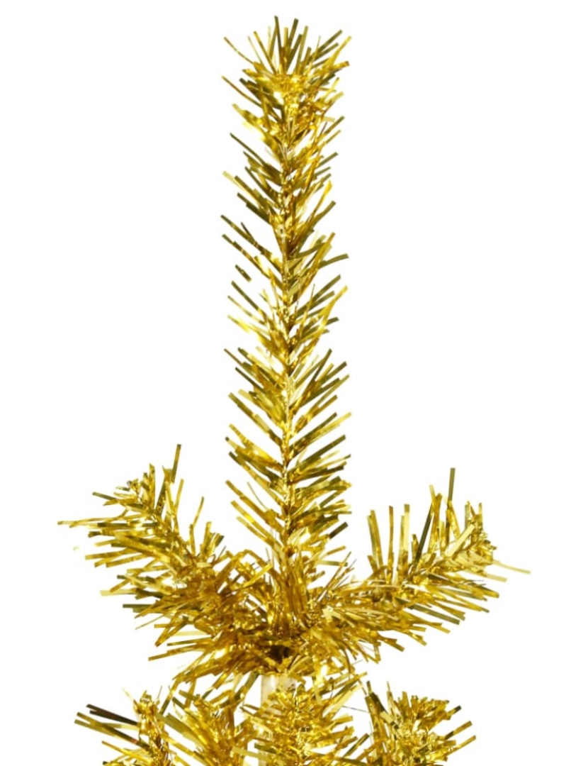 imagem de vidaXL Meia árvore de Natal fina com suporte 150 cm dourado5