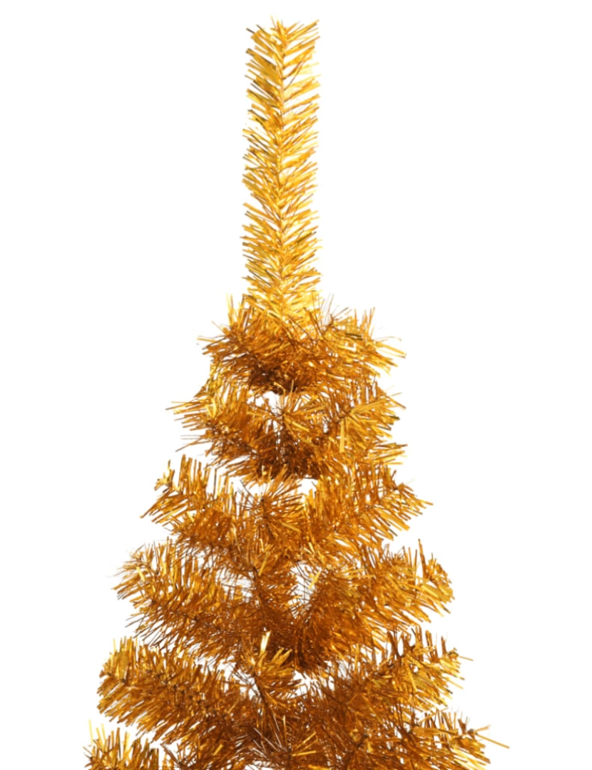 imagem de vidaXL Meia árvore de Natal artificial com suporte 240 cm PET dourado6