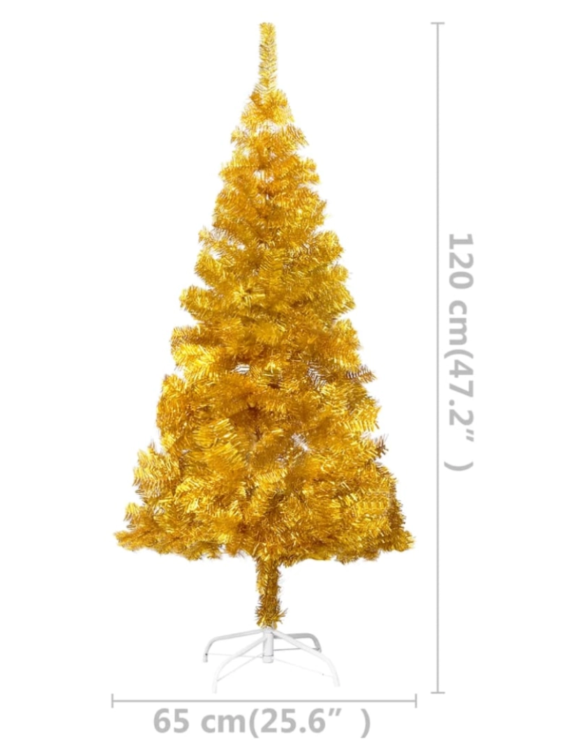 imagem de vidaXL Árvore Natal artificial pré-iluminada c/bolas 120cm PET dourado11