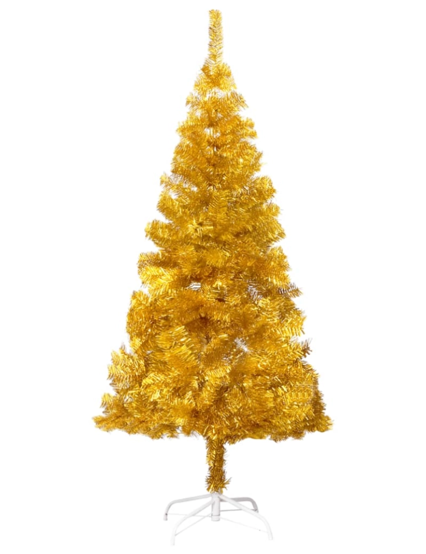 imagem de vidaXL Árvore Natal artificial pré-iluminada c/bolas 120cm PET dourado3