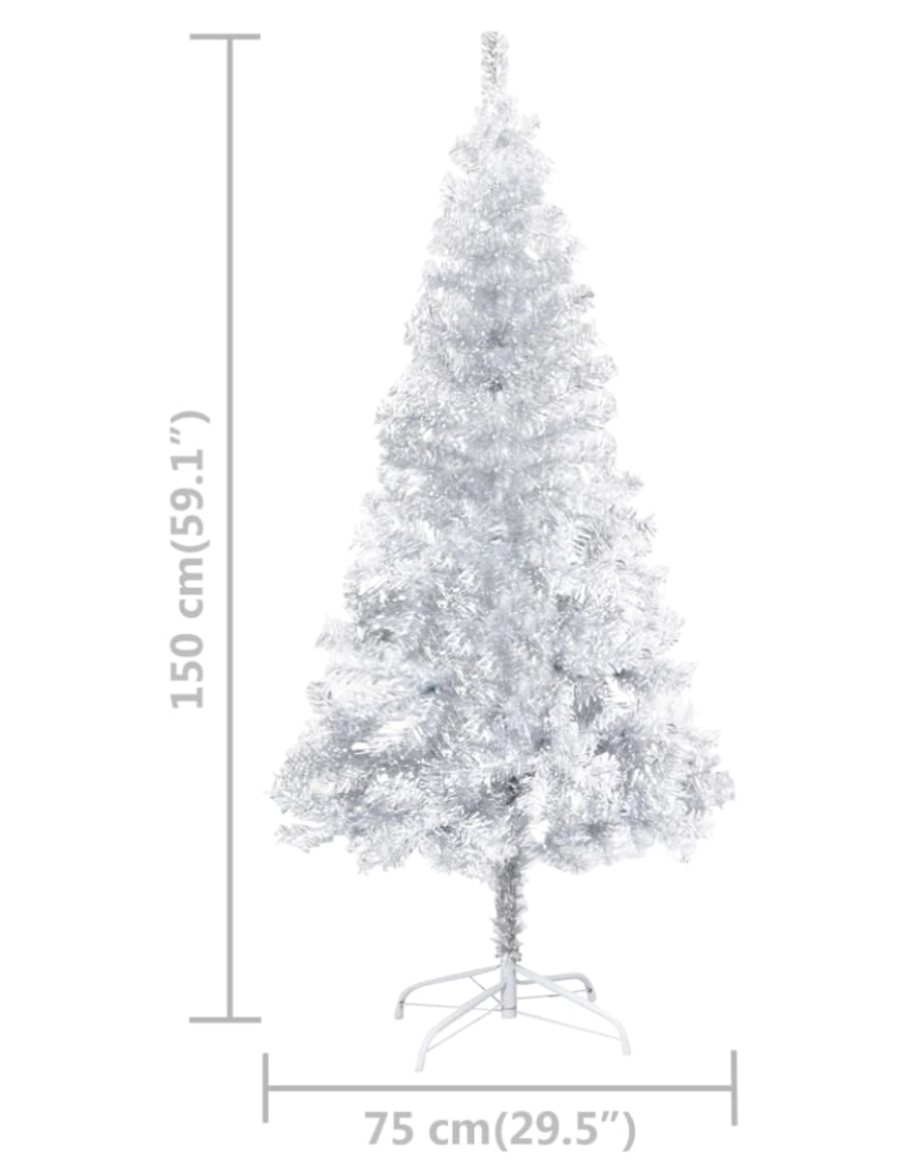 imagem de vidaXL Árvore Natal artificial pré-iluminada c/bola 150cm PET prateado11