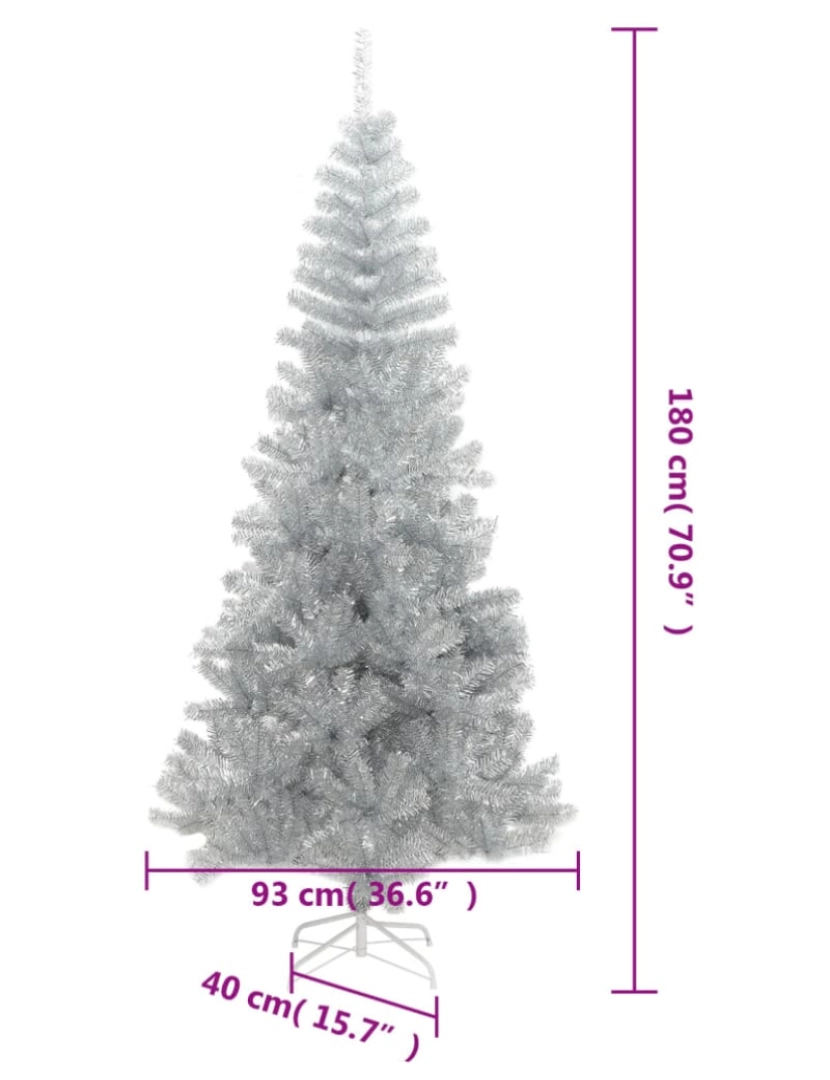 imagem de vidaXL Árvore de Natal artificial com suporte 180 cm PET prateado7