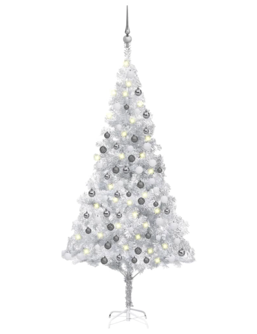 Vidaxl - vidaXL Árvore Natal artificial pré-iluminada c/bola 180cm PET prateado