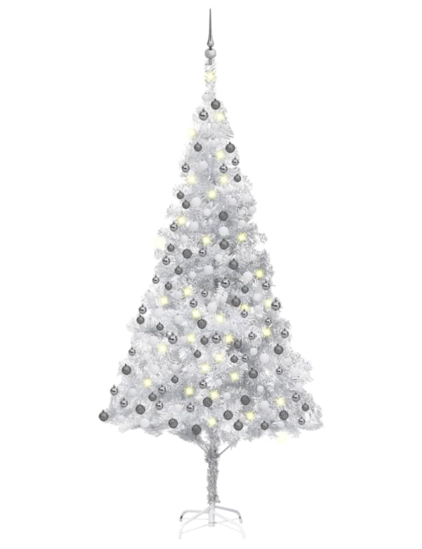 Vidaxl - vidaXL Árvore Natal artificial pré-iluminada c/bola 210cm PET prateado