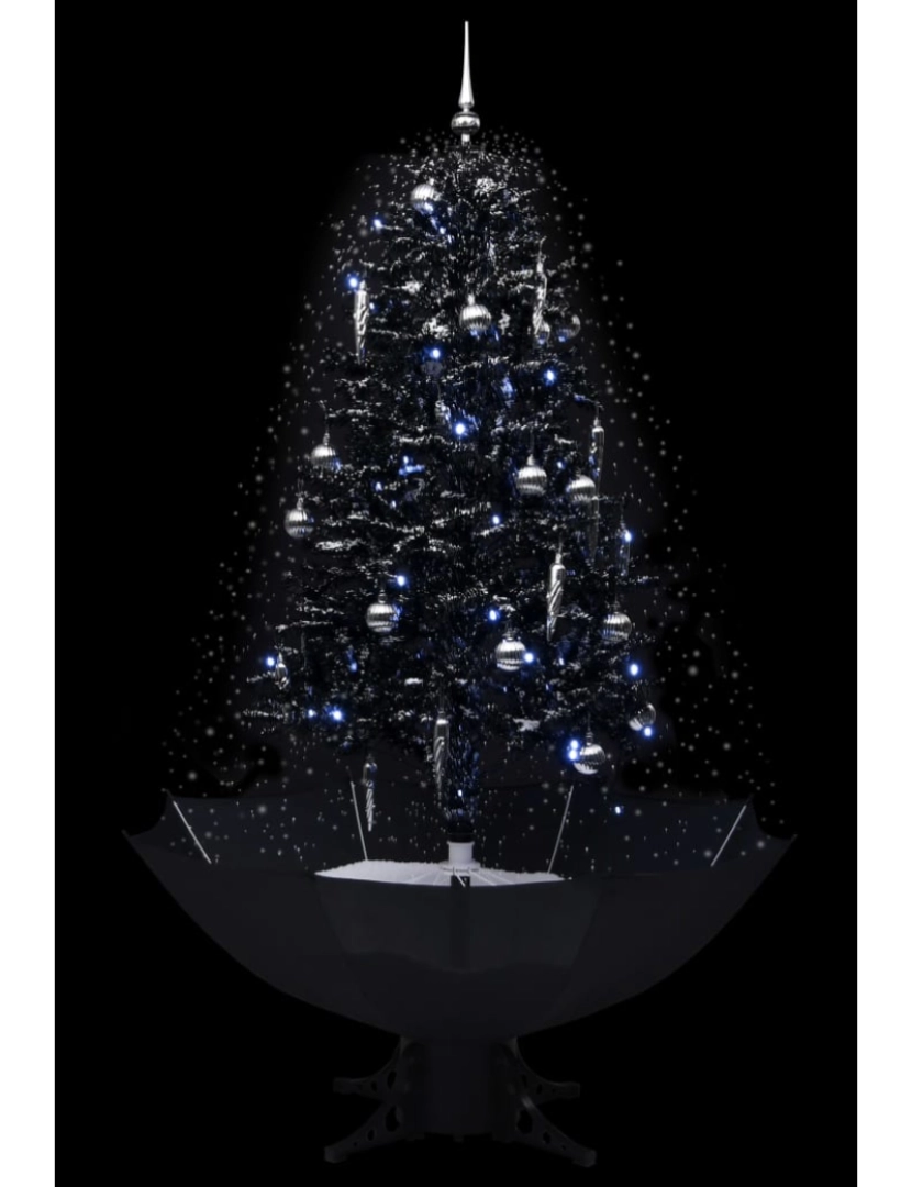 imagem de vidaXL Árvore Natal c/ neve base formato guarda-chuva 170 cm PVC preto4