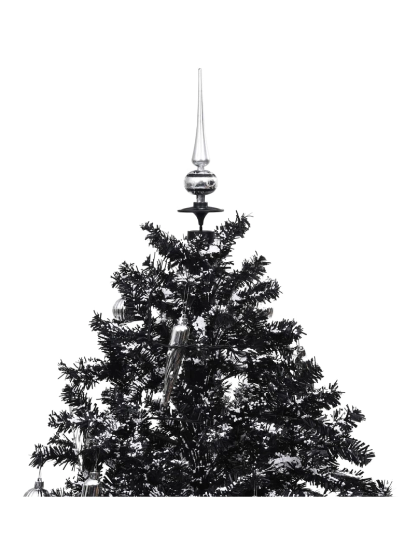 imagem de vidaXL Árvore Natal c/ neve base formato guarda-chuva 170 cm PVC preto5