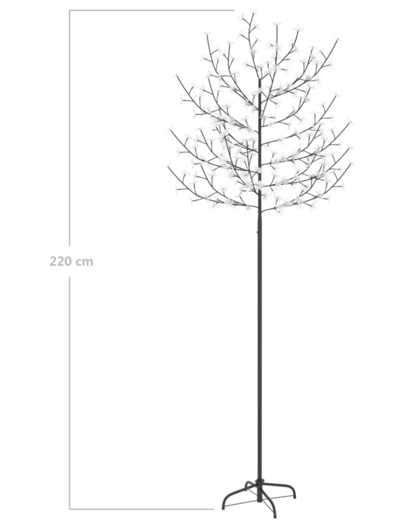 imagem de vidaXL Árvore de Natal 220 LED flor cerejeira luz branco frio 220 cm10