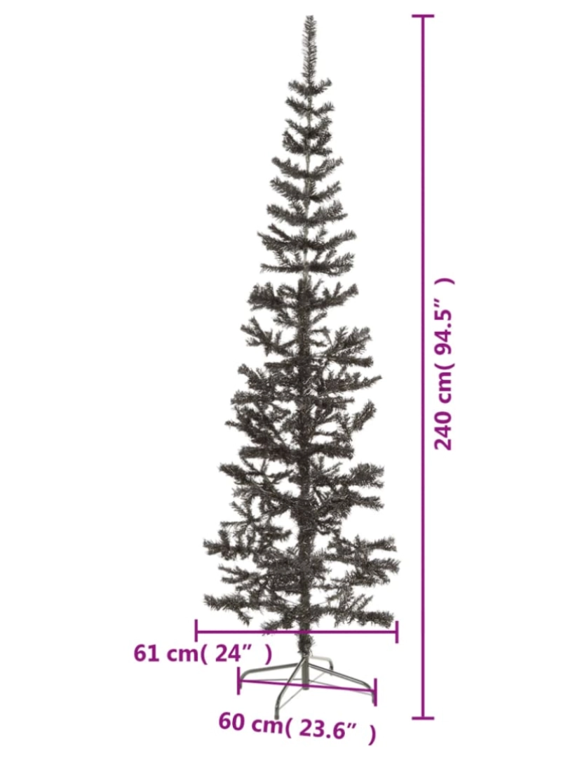 imagem de vidaXL Árvore de Natal fina 240 cm preto8