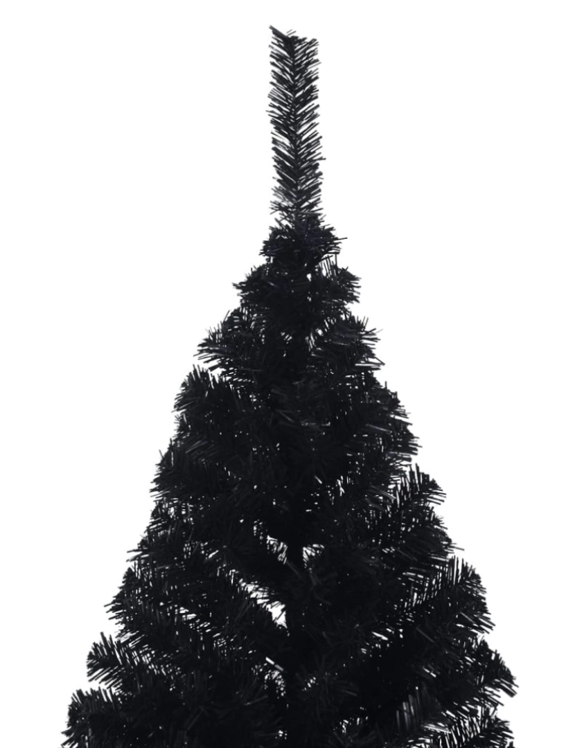 imagem de vidaXL Meia árvore de Natal artificial com suporte 210 cm PVC preto6