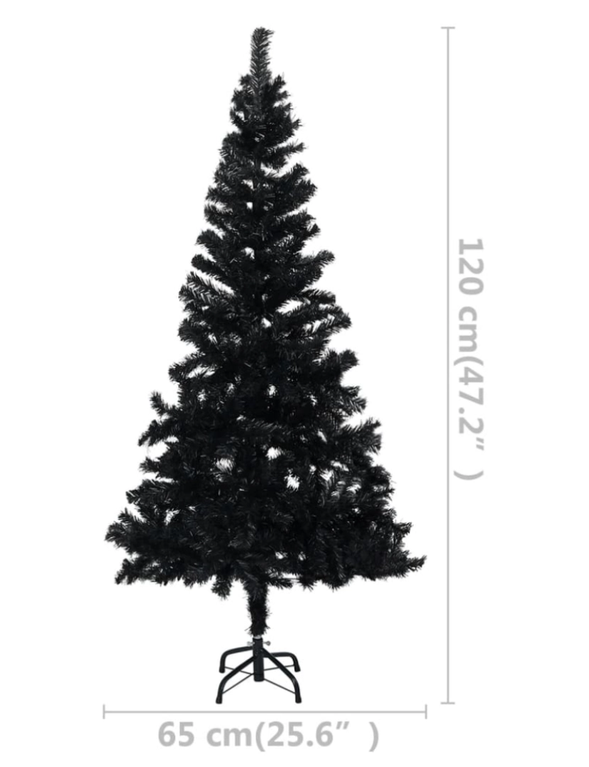 imagem de vidaXL Árvore Natal artificial pré-iluminada c/ bolas PVC preto11