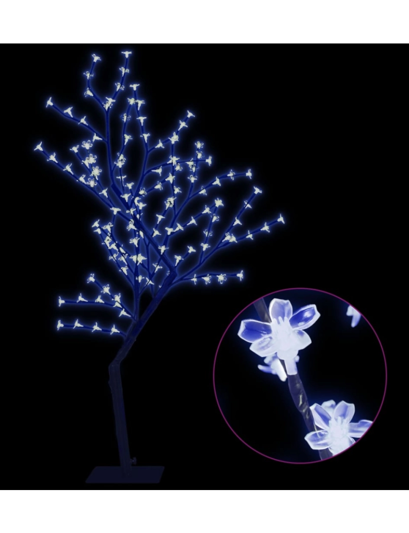 imagem de vidaXL Árvore de Natal 128 luzes LED flor cerejeira luz azul 120 cm4