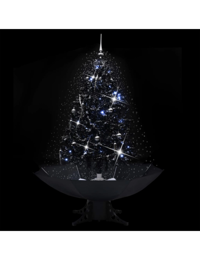 imagem de vidaXL Árvore Natal c/ neve base formato guarda-chuva 140 cm PVC preto4