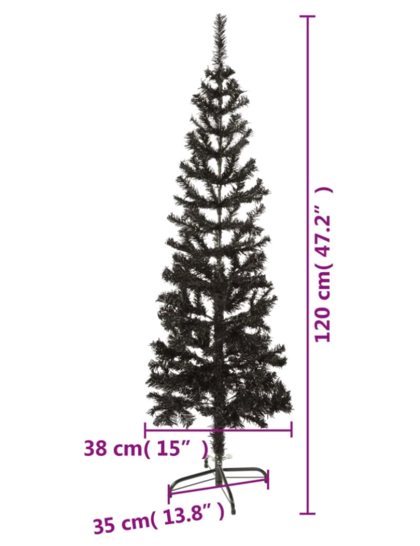 imagem de vidaXL Árvore de Natal fina 120 cm preto8