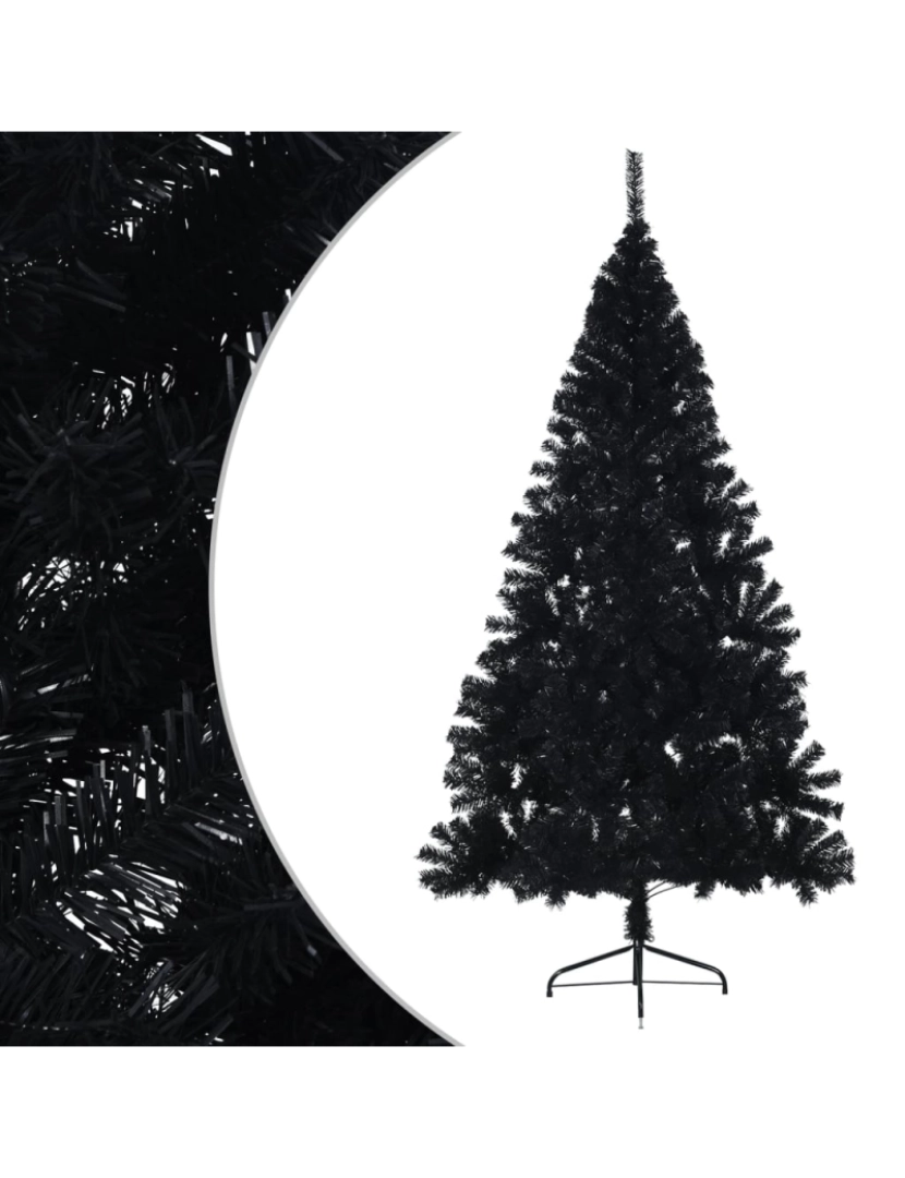 imagem de vidaXL Meia árvore de Natal artificial com suporte 240 cm PVC preto3