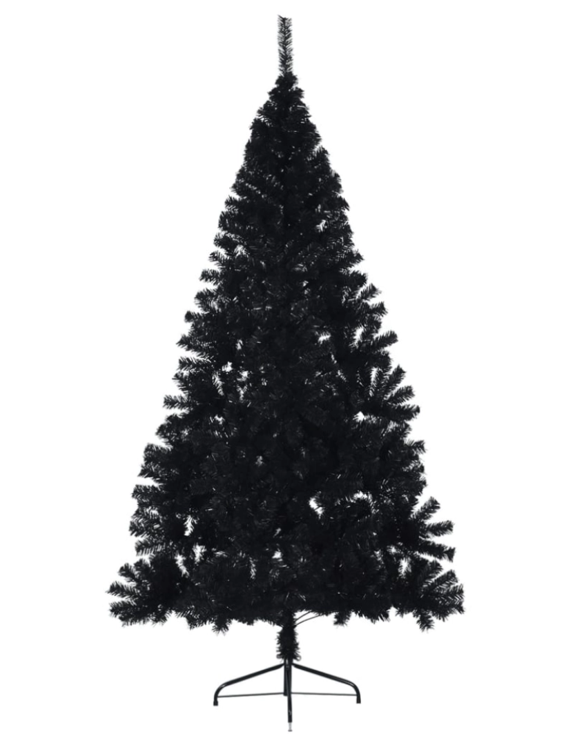 imagem de vidaXL Meia árvore de Natal artificial com suporte 240 cm PVC preto4