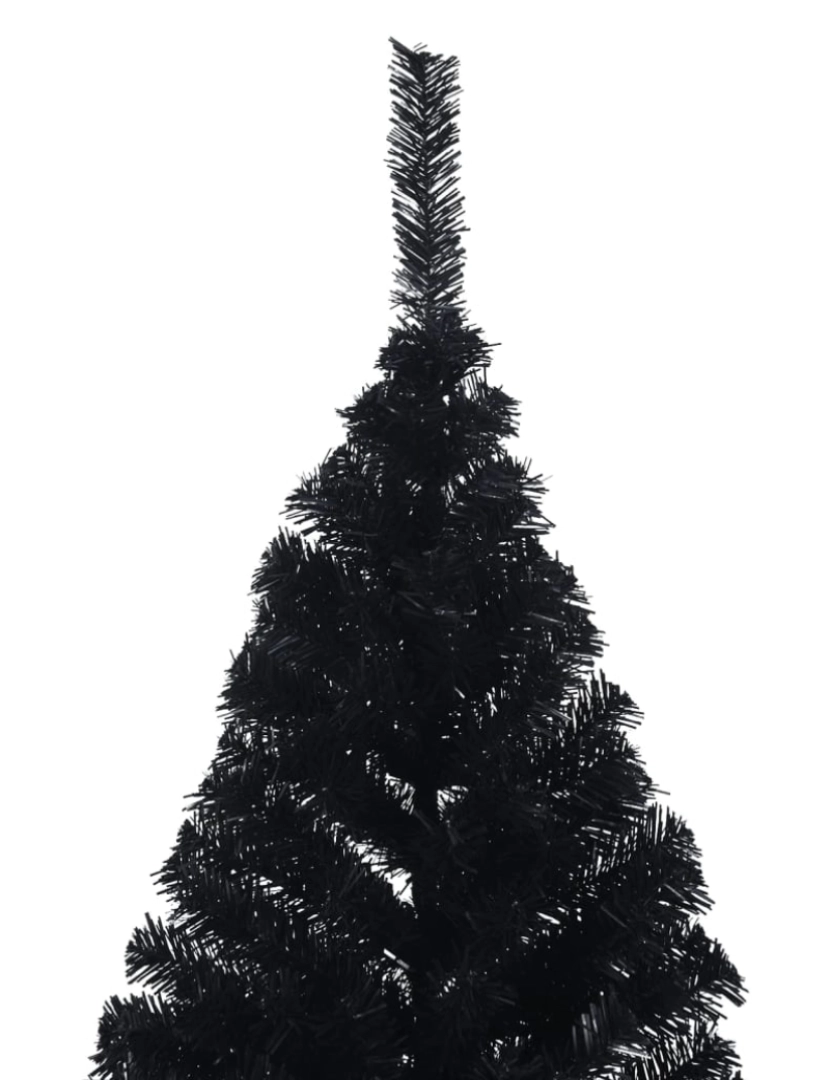 imagem de vidaXL Meia árvore de Natal artificial com suporte 240 cm PVC preto6