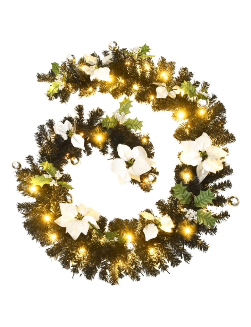 imagem de vidaXL Grinalda de Natal com luzes LED 2,7 m PVC preto3