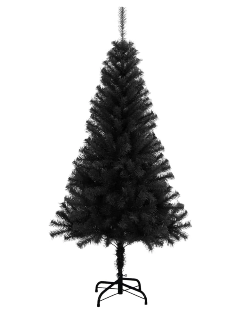 imagem de vidaXL Árvore de Natal artificial com suporte 120 cm PVC preto3