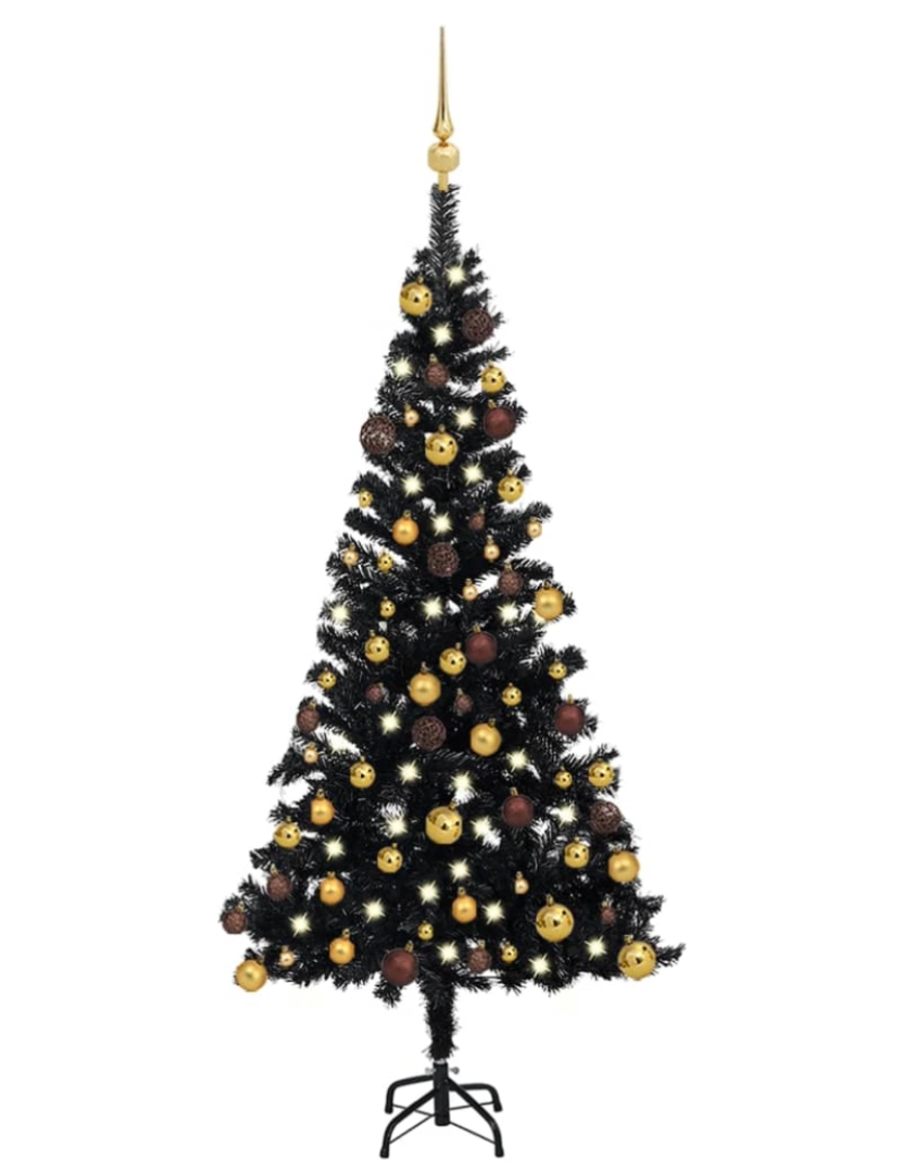 imagem de vidaXL Árvore Natal artificial pré-iluminada c/ bolas PVC preto1