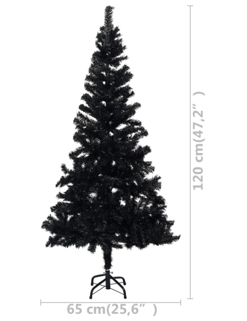 imagem de vidaXL Árvore Natal artificial pré-iluminada c/ bolas PVC preto11