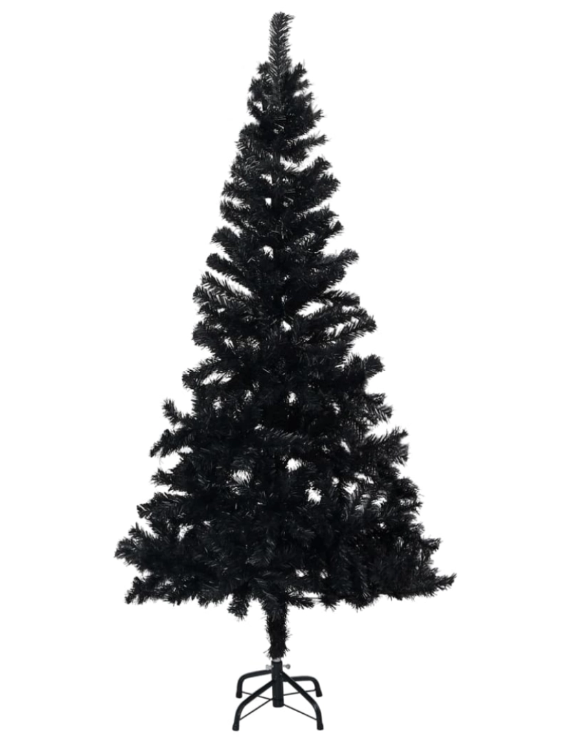 imagem de vidaXL Árvore Natal artificial pré-iluminada c/ bolas PVC preto3