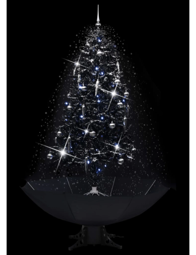 imagem de vidaXL Árvore Natal c/ neve base formato guarda-chuva 190 cm PVC preto4