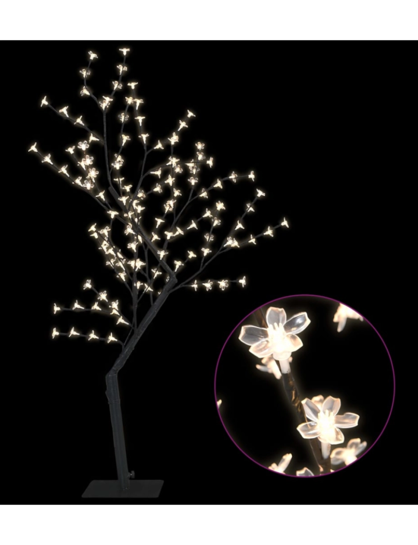 imagem de vidaXL Árvore de Natal 128 LED flor cerejeira luz branco quente 120 cm4