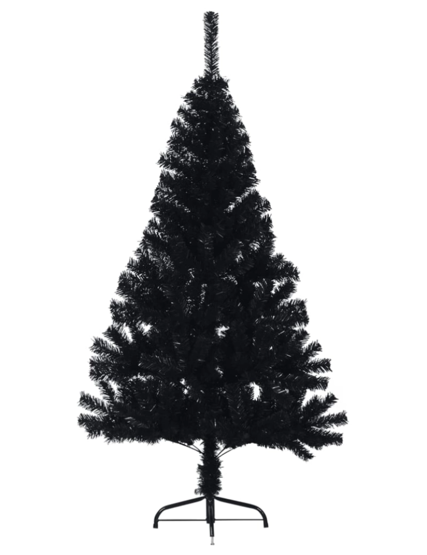 imagem de vidaXL Meia árvore de Natal artificial com suporte 150 cm PVC preto4