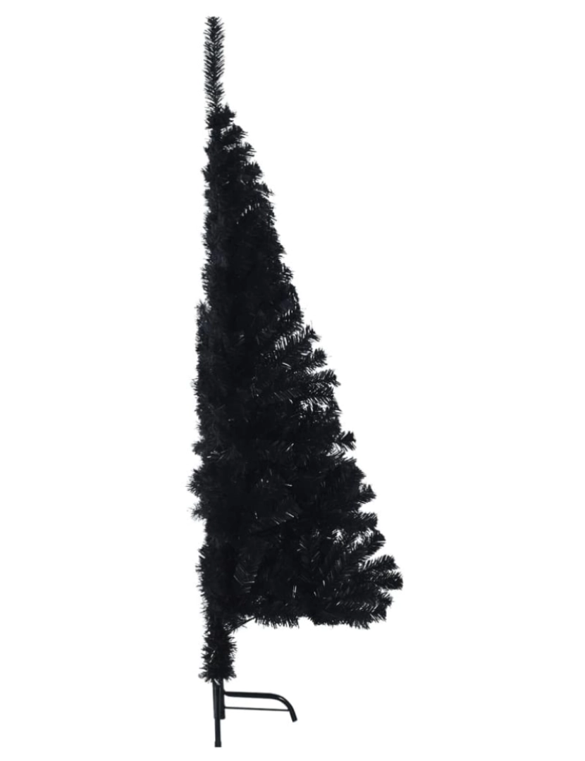 imagem de vidaXL Meia árvore de Natal artificial com suporte 150 cm PVC preto5