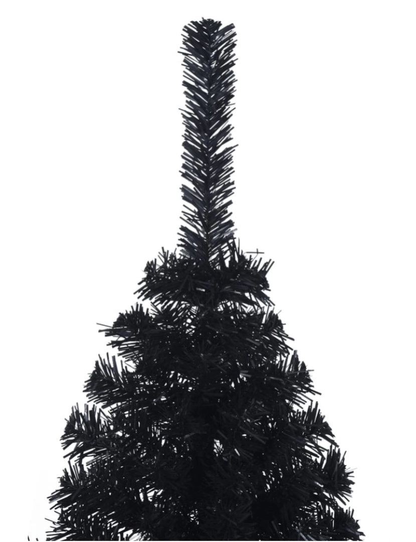 imagem de vidaXL Meia árvore de Natal artificial com suporte 150 cm PVC preto6