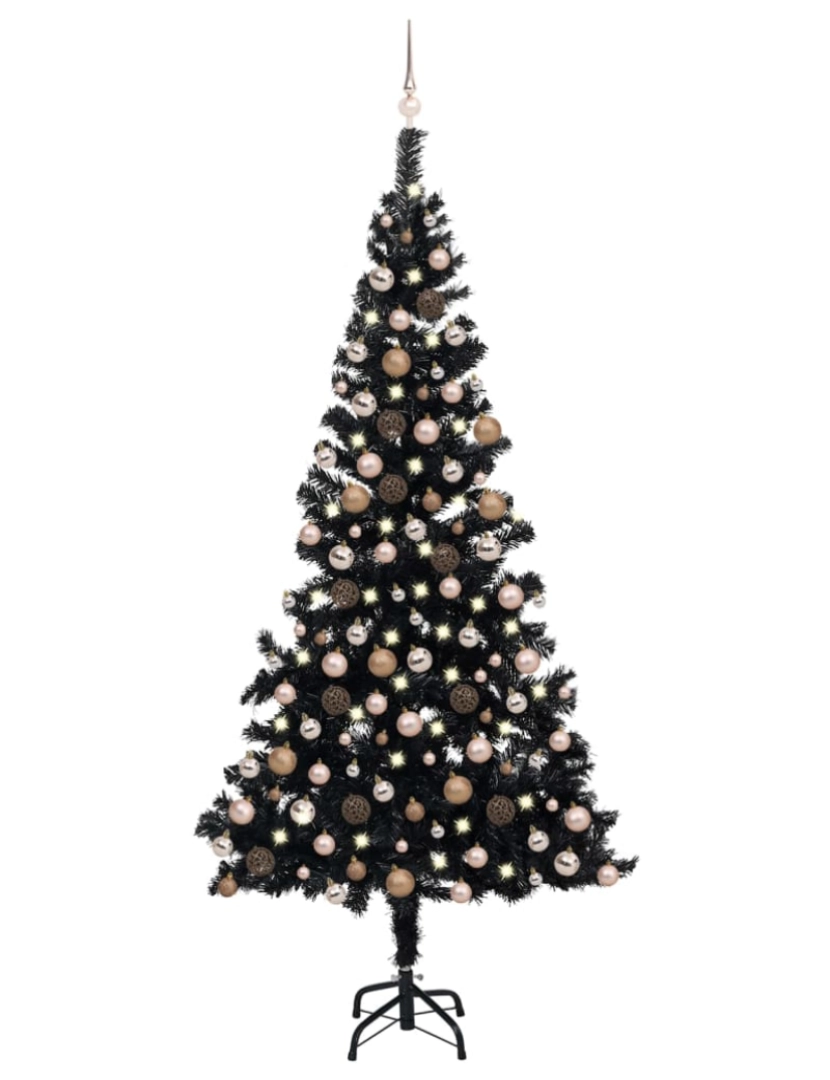 imagem de vidaXL Árvore Natal artificial pré-iluminada c/ bolas 240cm PVC preto1