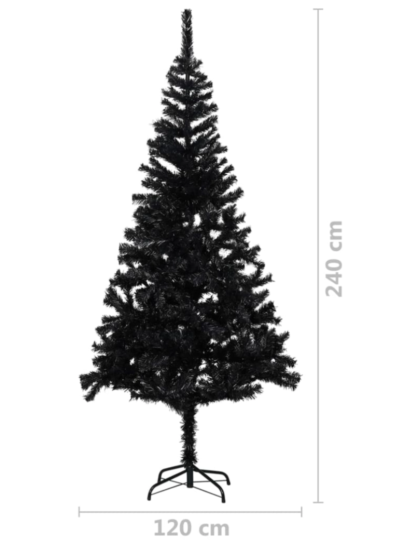 imagem de vidaXL Árvore Natal artificial pré-iluminada c/ bolas 240cm PVC preto11