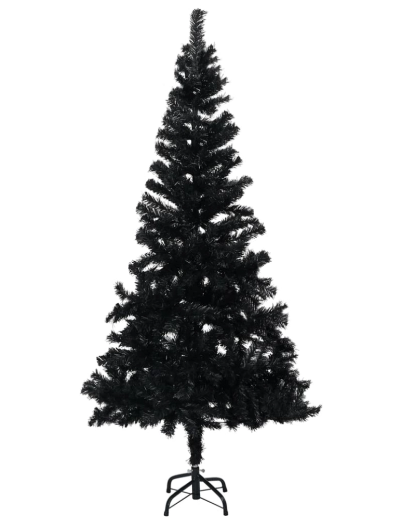 imagem de vidaXL Árvore Natal artificial pré-iluminada c/ bolas 240cm PVC preto3