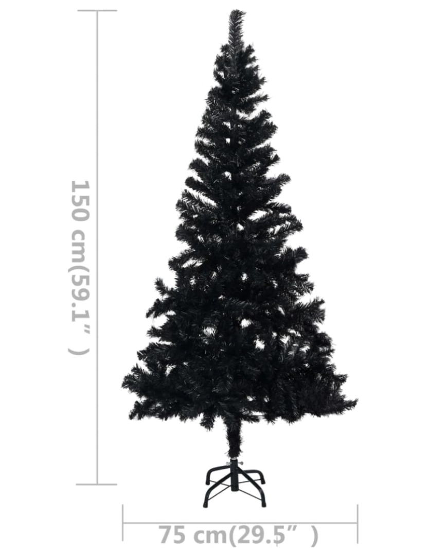 imagem de vidaXL Árvore Natal artificial pré-iluminada c/ bolas PVC preto11