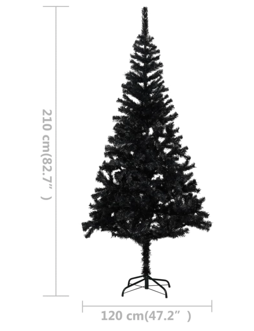 imagem de vidaXL Árvore Natal artificial pré-iluminada c/ bolas PVC preto11