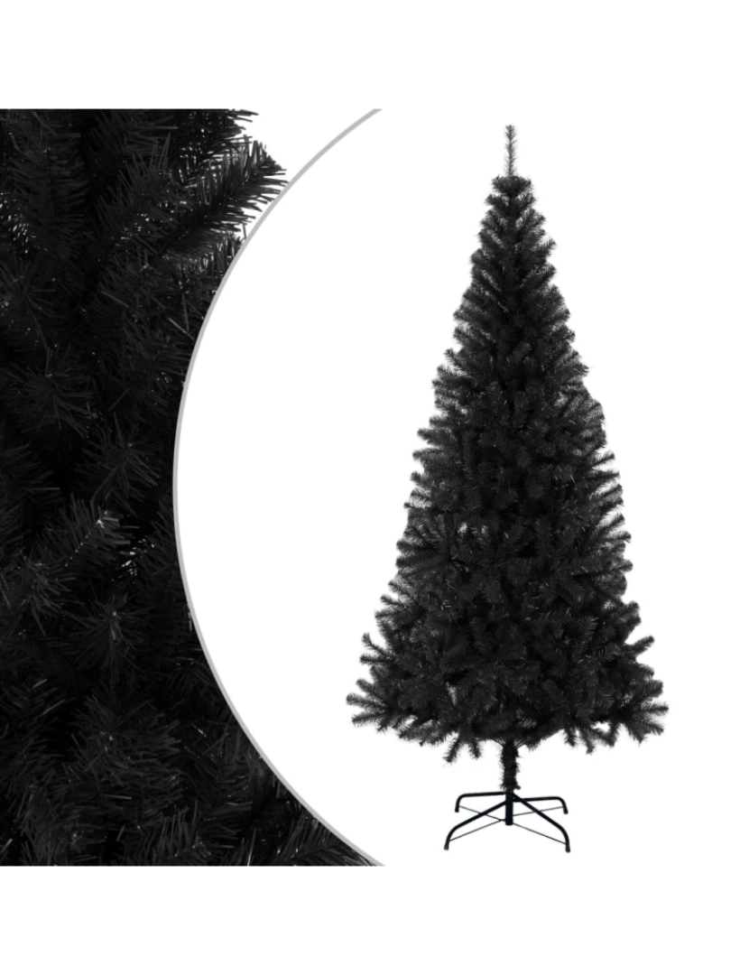 imagem de vidaXL Árvore de Natal artificial com suporte 180 cm PVC preto2