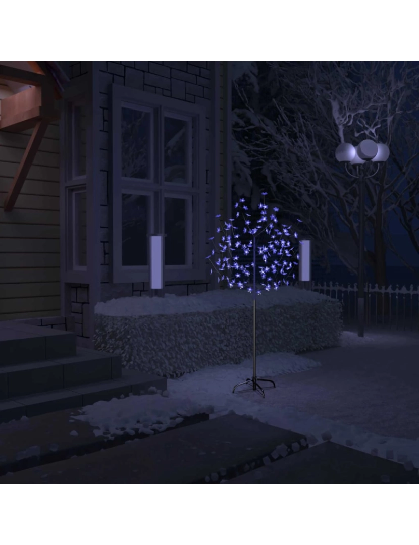 imagem de vidaXL Árvore de Natal 120 luzes LED flor cerejeira luz azul 150 cm1