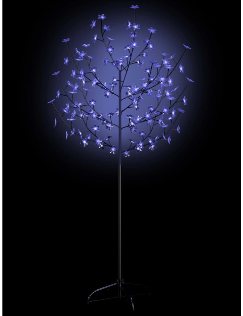 imagem de vidaXL Árvore de Natal 120 luzes LED flor cerejeira luz azul 150 cm5