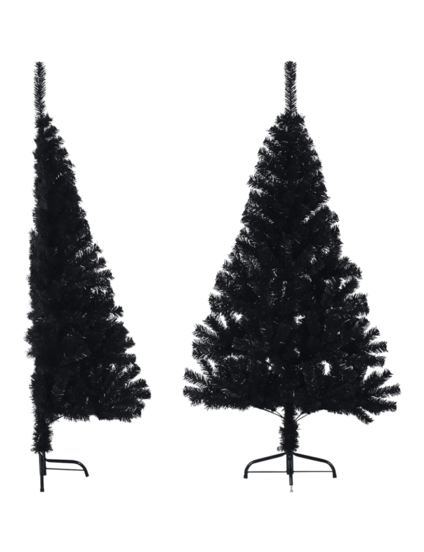 imagem de vidaXL Meia árvore de Natal artificial com suporte 120 cm PVC preto1