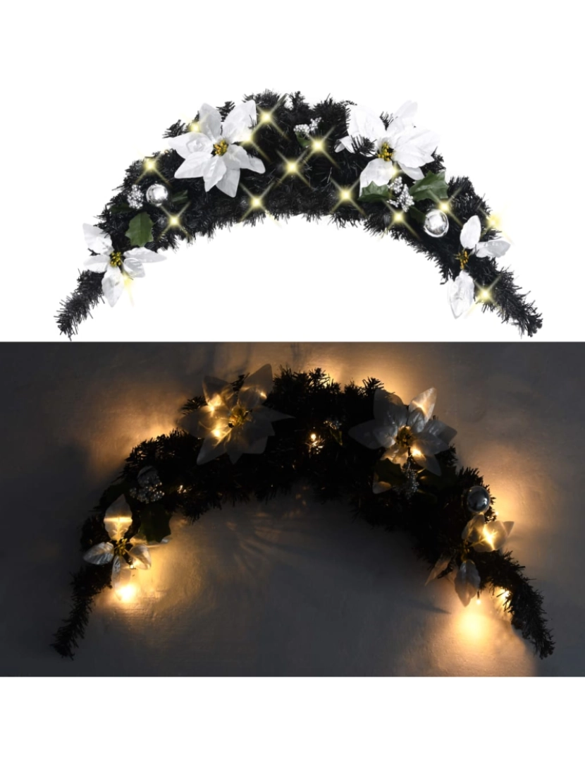 imagem de vidaXL Grinalda de Natal com luzes LED 90 cm PVC preto3